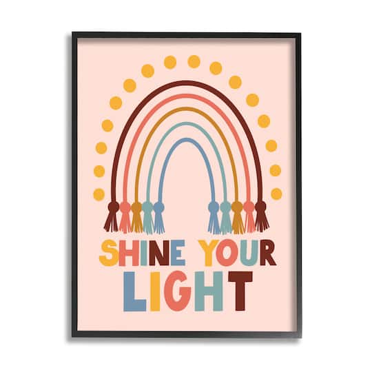 Stupell Industries Shine Your Light Hanukkah Rainbow Framed Giclee Art